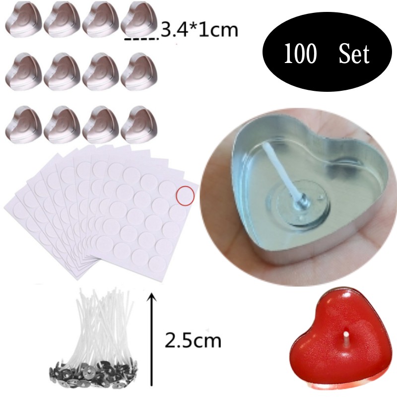 Candle Holder Set - 100 مجموعة على شكل قلب فارغة