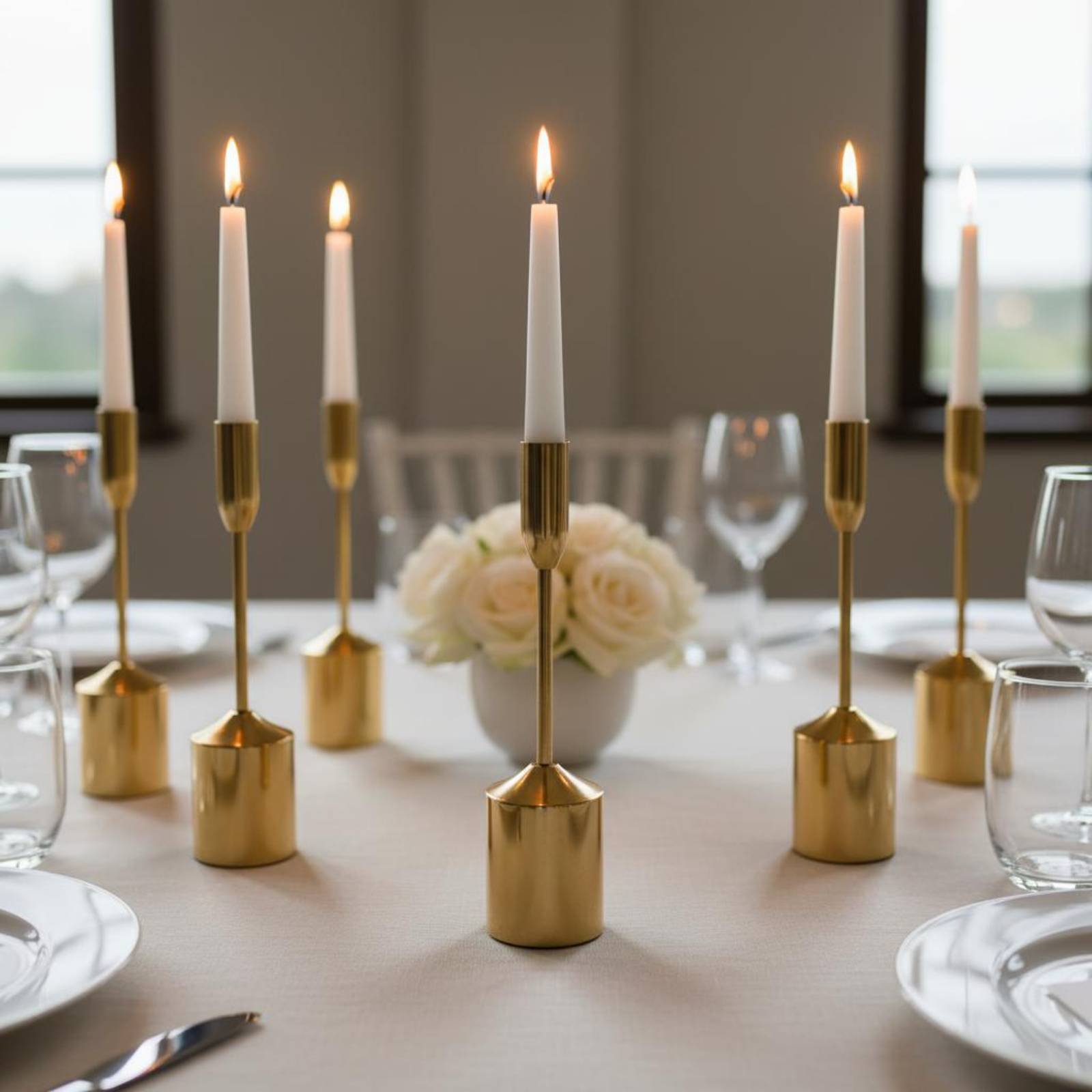 Candle Holder Set - طقم حاملات شموع معدنية أنيقة ذهبية