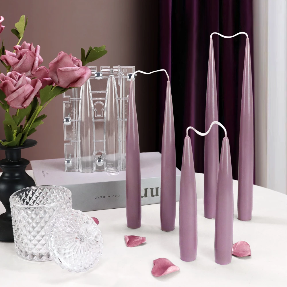 Candle Holder Set - عمود مدبب مزدوج شمعة قالب أكريليك