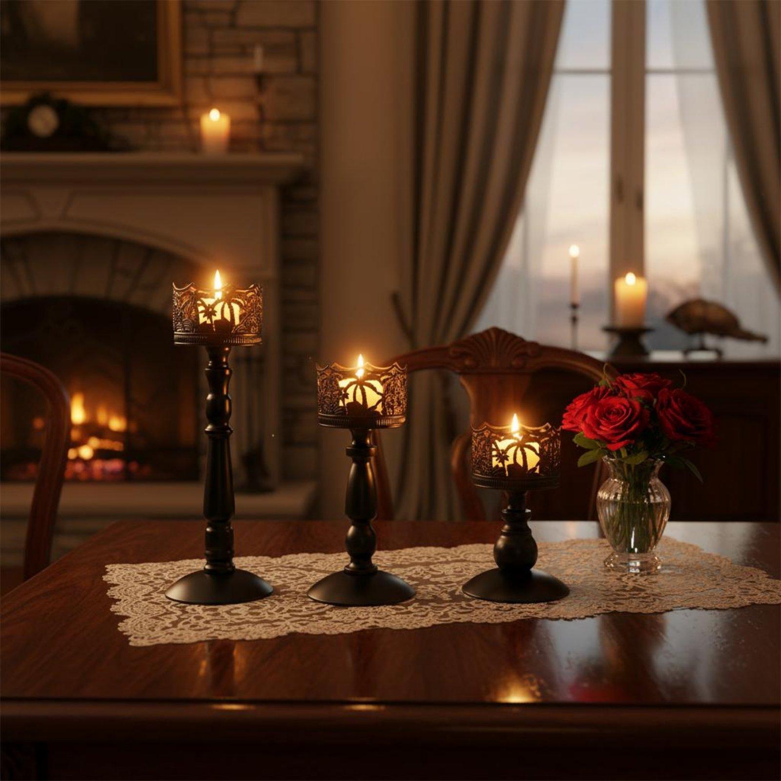 حامل شموع حديدي أنيق، طقم حامل - مراجعة Candle Holder Set وسعره
