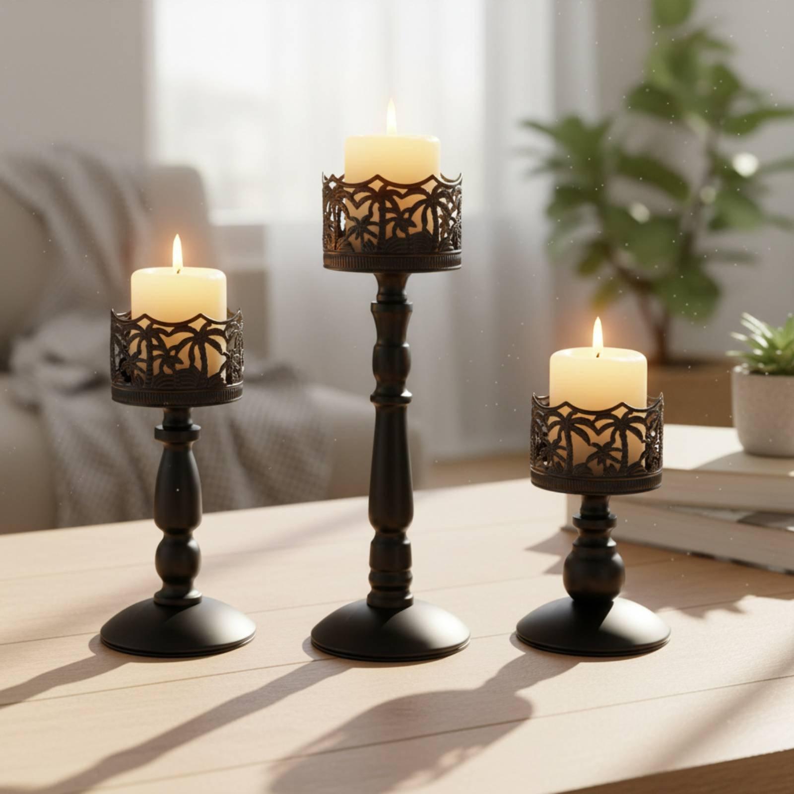 حامل شموع حديدي أنيق، طقم حامل - مراجعة Candle Holder Set وسعره